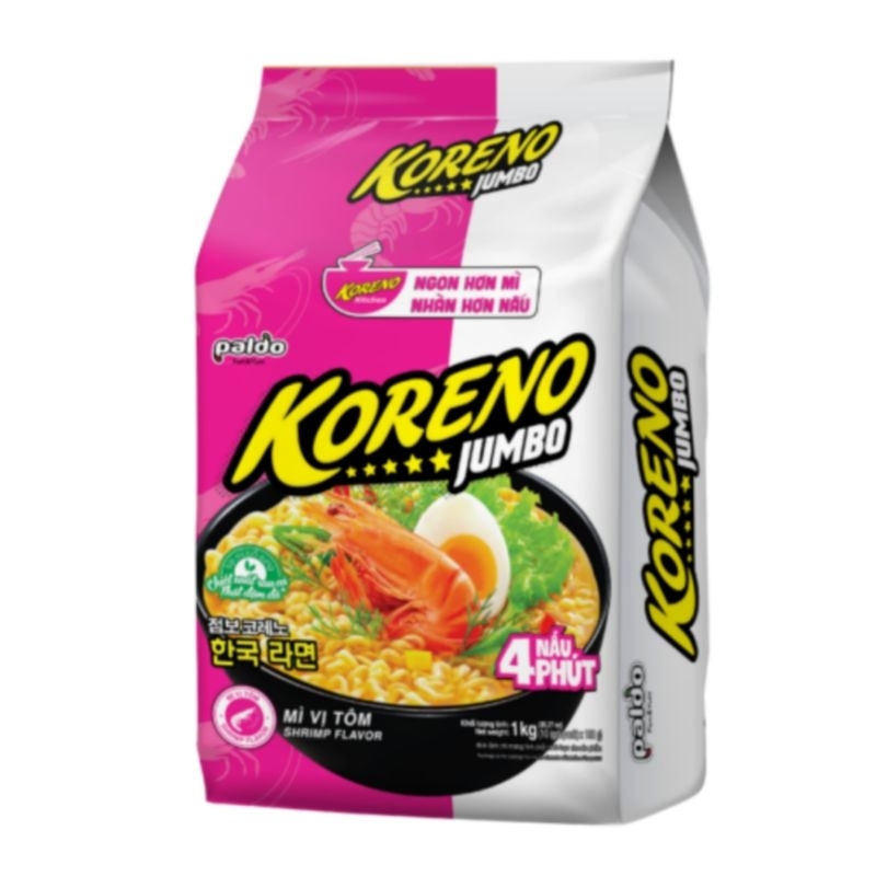 Mì Koreno Jumbo Hàn Quốc 1Kg Gà - Bò Cay - Kim Chi - Tôm