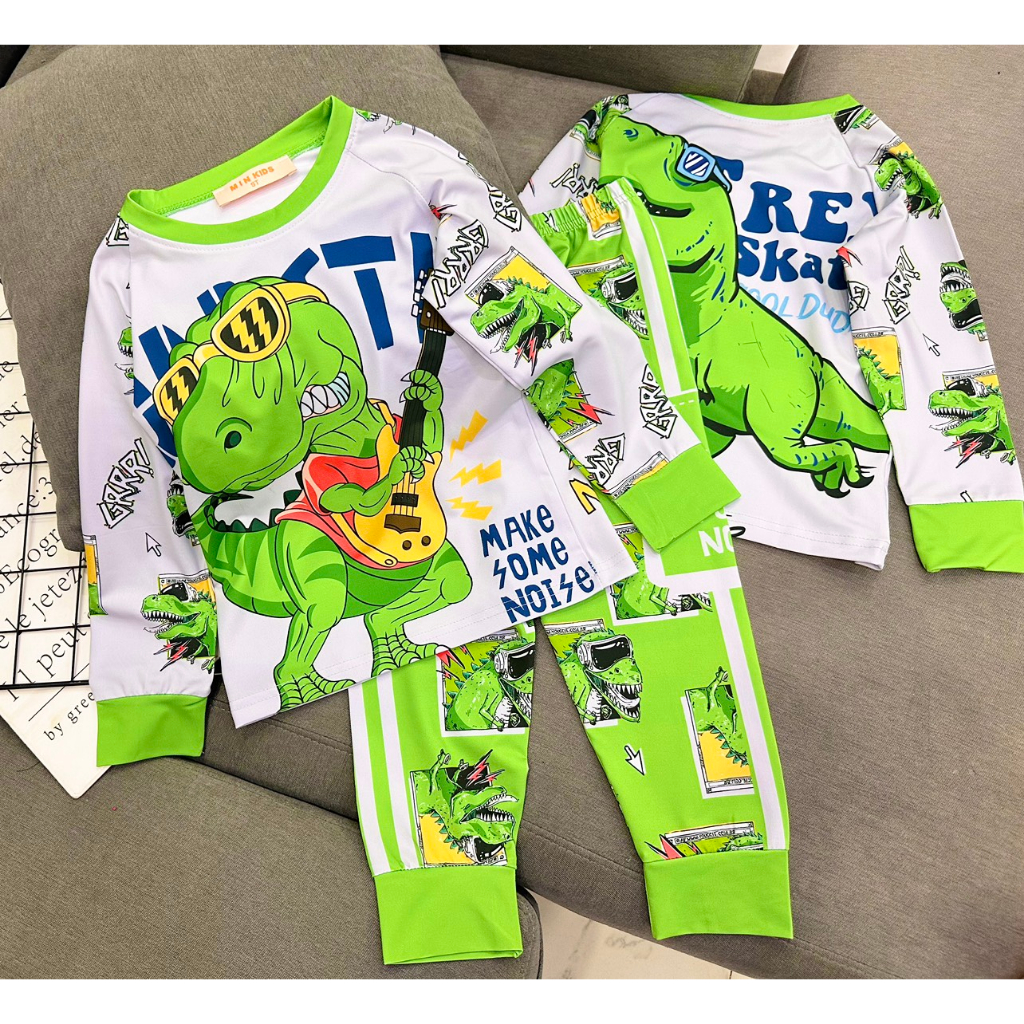 Bộ Tay dài quần dài Thun lạnh 3D loại 1 Ann's Kids in hoạt hình cho bé trai size nhí từ12-22kg-Đồ bộ cho bé-Pikakids