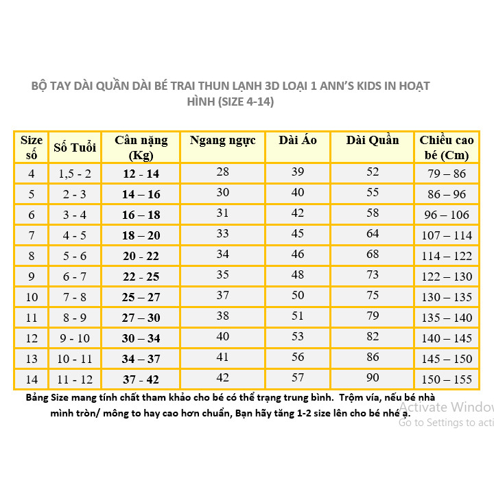 Bộ Tay dài quần dài Thun lạnh 3D loại 1 Ann's Kids in hoạt hình cho bé trai size nhí từ12-22kg-Đồ bộ cho bé-Pikakids