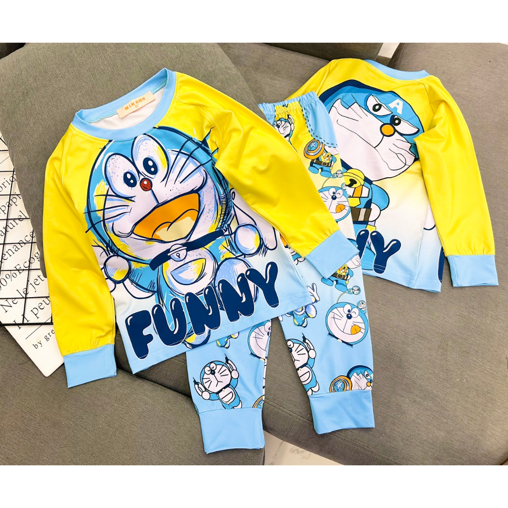 Bộ Tay dài quần dài Thun lạnh 3D loại 1 Ann's Kids in hoạt hình cho bé trai size nhí từ12-22kg-Đồ bộ cho bé-Pikakids