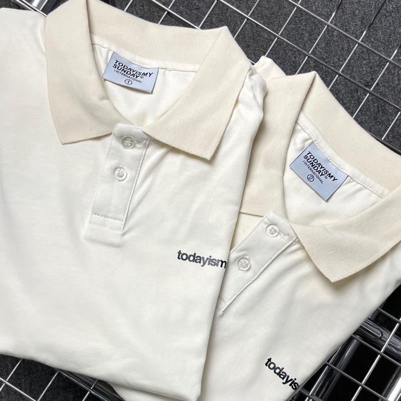 Áo thun POLO Kem Todayismysunday vải thun