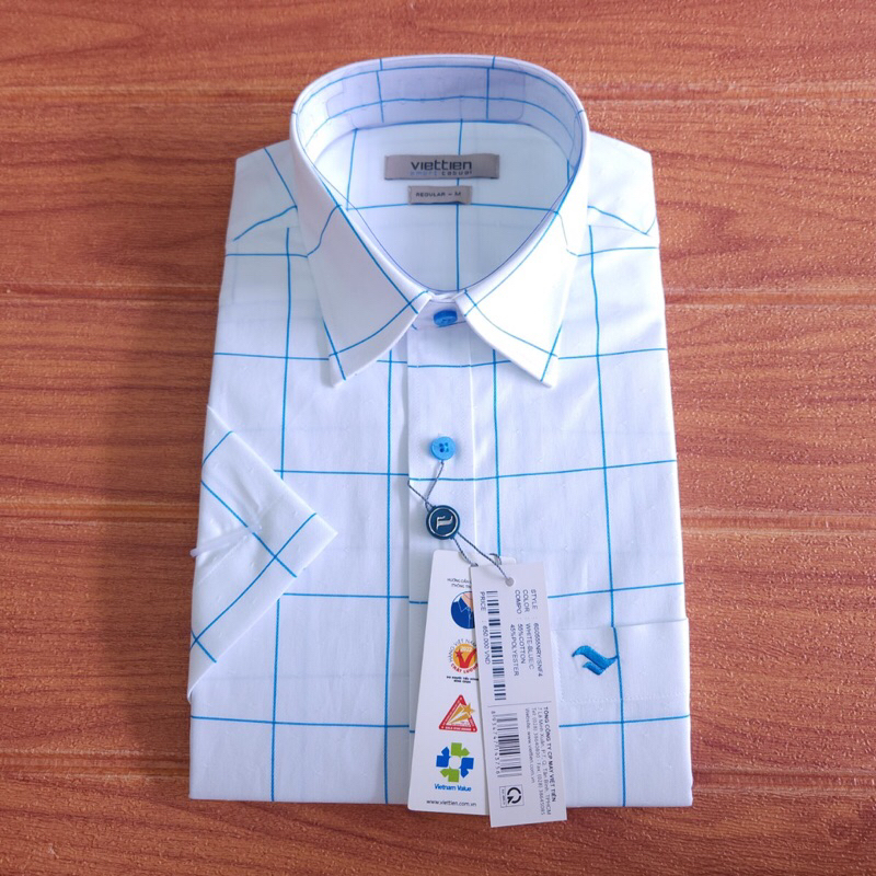 Áo sơ mi việt tiến - tay ngắn vạt ngang - mã hàng 6S0555
