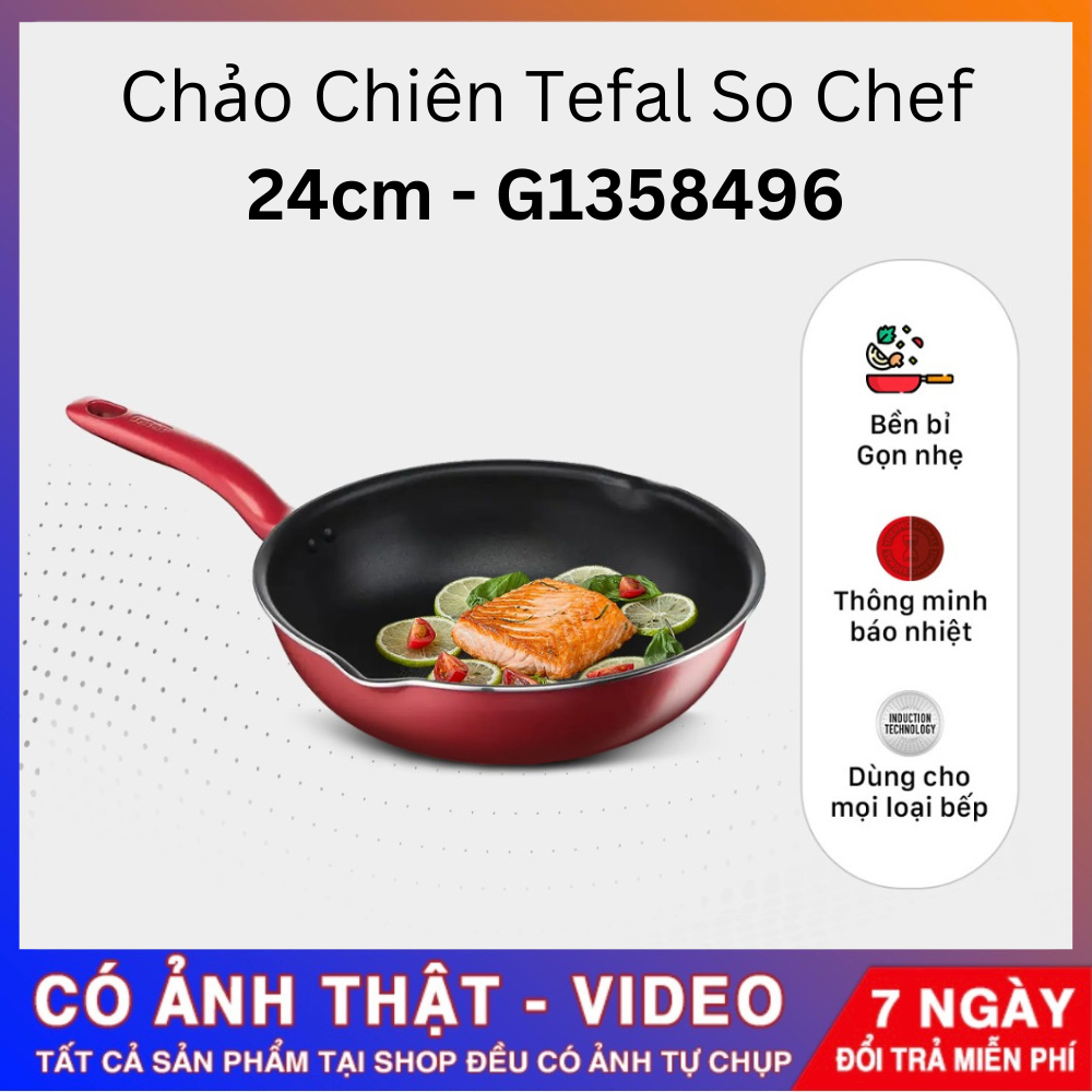 Chảo Chiên Sâu Lòng Tefal So Chef, Đáy Từ, Chống Dính, Size 24/28cm, Bảo Hành 24 Tháng
