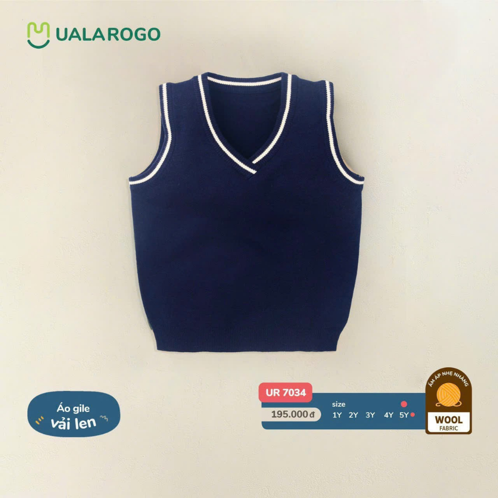 UALAROGO Áo Gile Len Cho Bé Hàng Chính Hãng