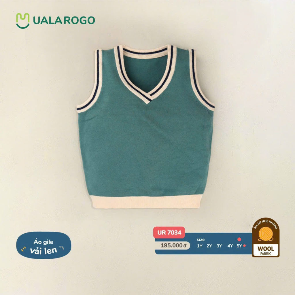 UALAROGO Áo Gile Len Cho Bé Hàng Chính Hãng