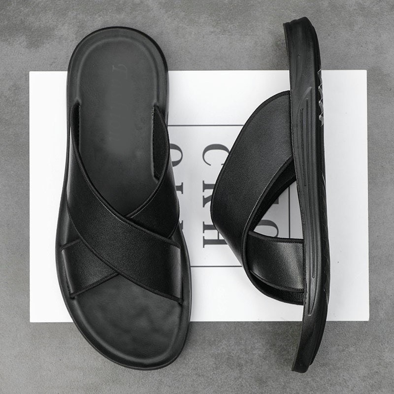 Dép Nam Quai Chéo Size Lớn Da PU Thời Trang-Dép Nam Hot Ngoại Cỡ Big Size 44 45 46 47 48 49 50