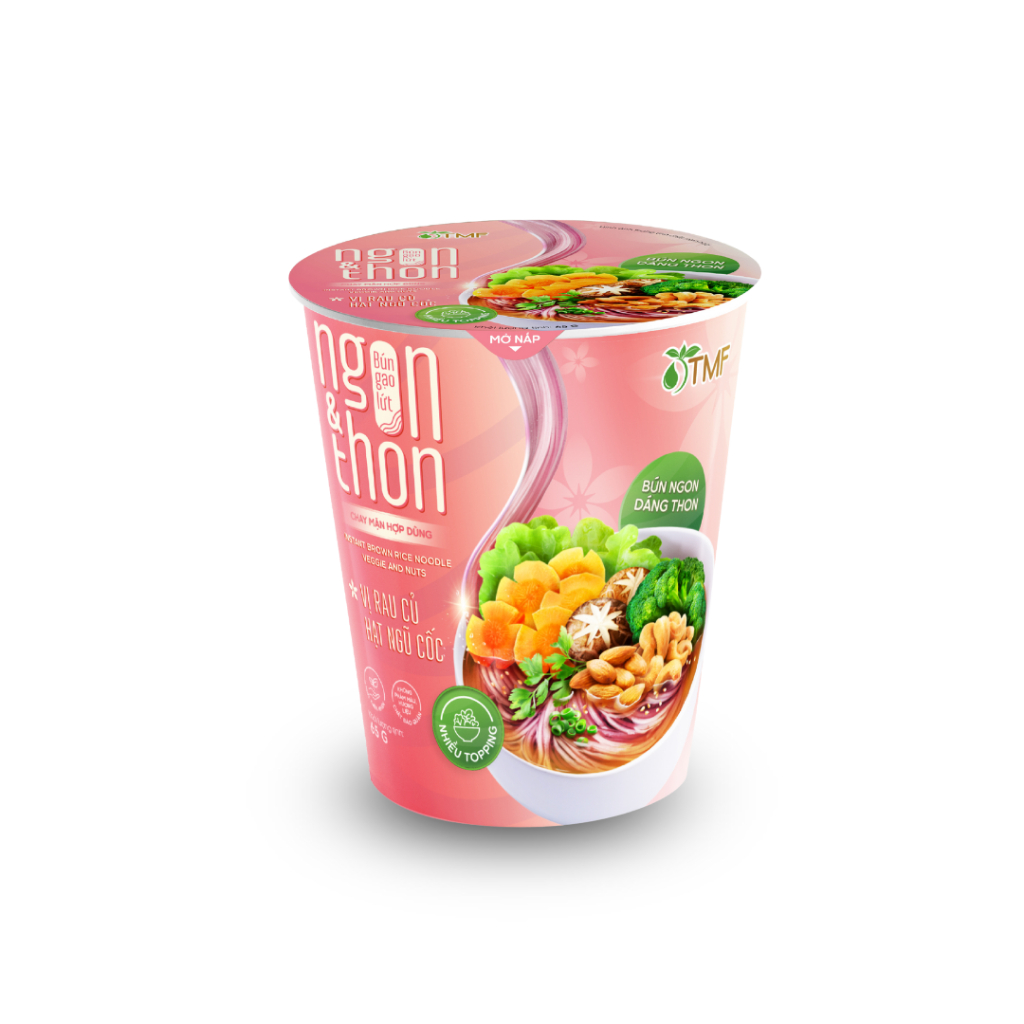 Bún gạo lứt ăn liền NGON & THON - Vị rau củ hạt ngũ cốc thuần chay healthy eatclean