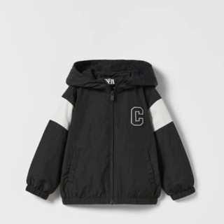 Áo khoác gió lót nỉ chữ C Za.ra màu đen phối trắng cho bé trai size từ 10-24 cân