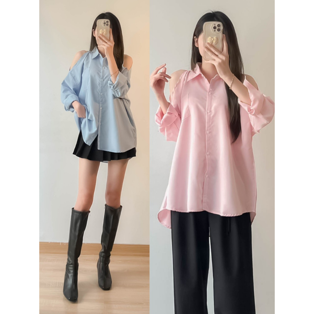 Áo sơ mi dài tay nữ khoét vai siêu xinh Maia Aokhoetvai3469 P6K3