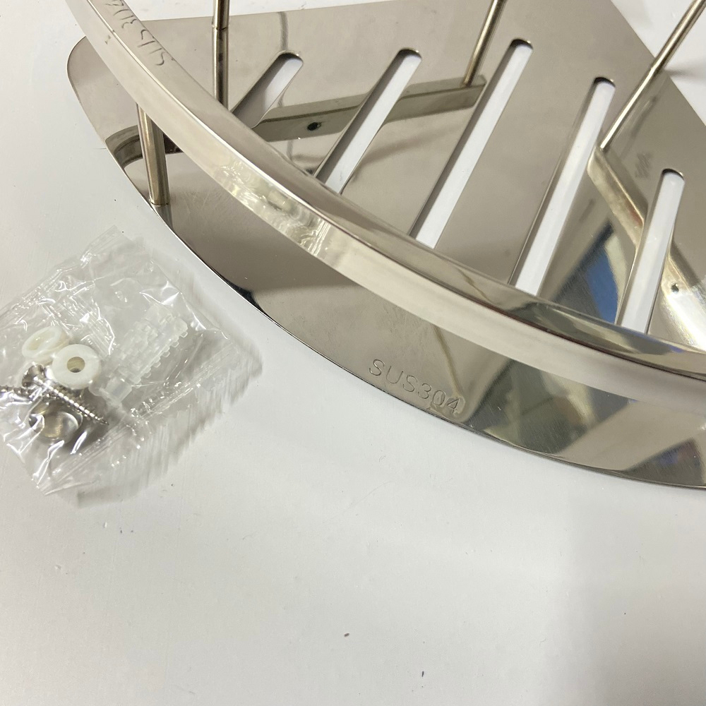 Kệ góc 1 tầng bản nhỏ cho nhà tắm inox sus 304 sáng bóng