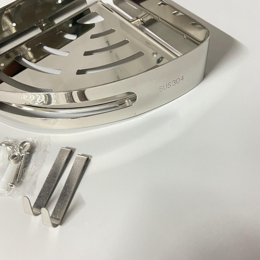 Kệ góc 1 tầng bản to L1 inox sus 304 sáng bóng dùng cho nhà tắm, nhà bếp