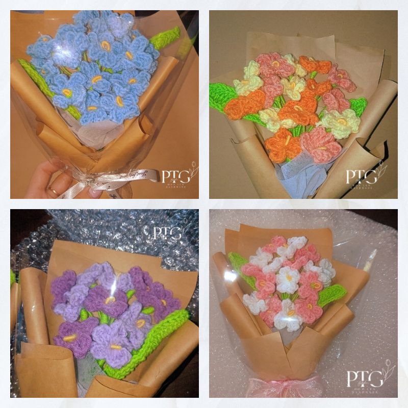 Bó hoa lưu ly dễ thương thường dùng làm quà tặng, trang trí có gói sẵn bằng len