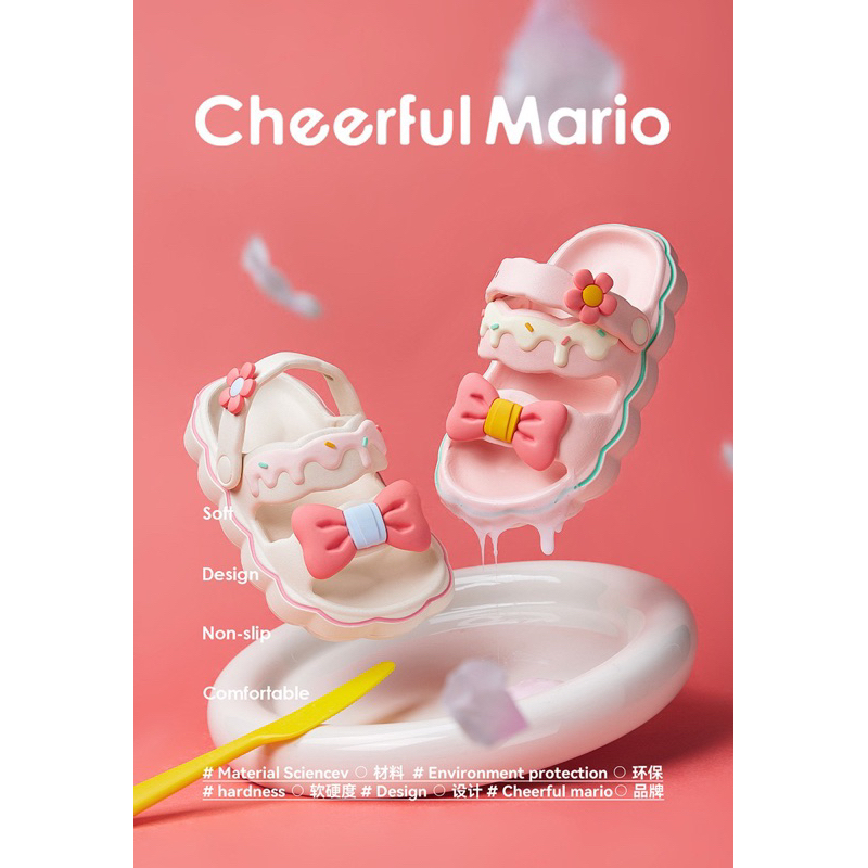 Dép cho bé gái Cheerful Mario 7788 siêu dễ thương hình nơ êm mềm