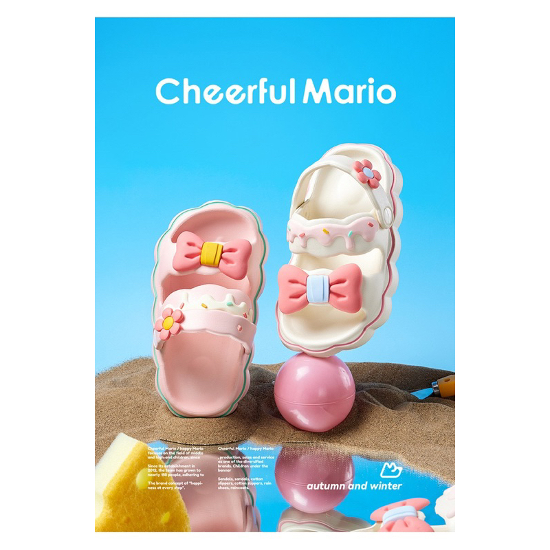 Dép cho bé gái Cheerful Mario 7788 siêu dễ thương hình nơ êm mềm
