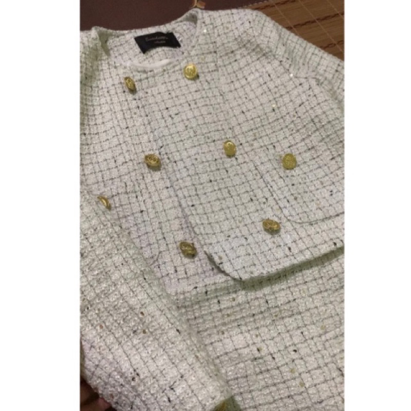 Set dạ tweets chân váy chữ A tiểu thư