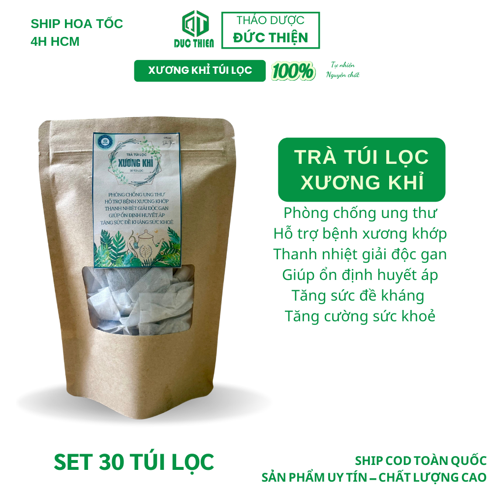 Trà Xương Khỉ Túi Lọc (Cây Bìm Bịp) Đức Thiện (30 Gói) - Hỗ Trợ Ung Thư, Đau Xương Khớp, Men Gan Cao, Giải Độc, Mát Gan