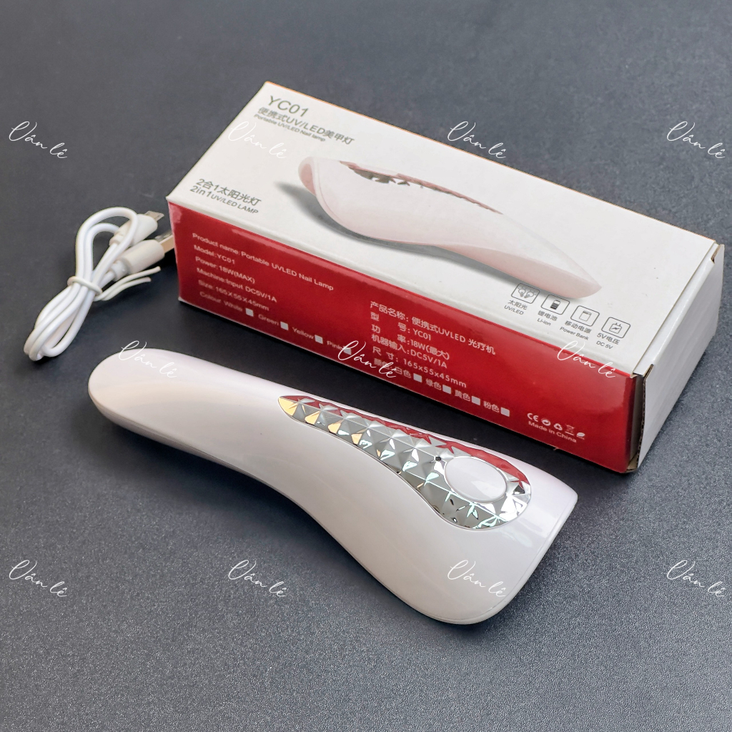 Máy hơ gel móng mini tích điện 18w 5 bóng đèn