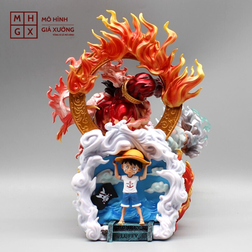 Mô Hình OnePiece Mô Hình Luffy Gear 5 kết hợp Gear 4 - Cao 23cm - nặng 1kg + 1 tay thay thế - One Piece - Full Box