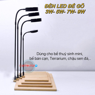 Đèn led kèm đế gỗ chuyên dụng ánh sáng Trắng cho bể cá hình tròn tetarium- Đèn led cho bể bán cạn