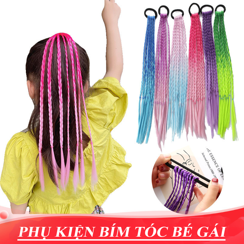 Tóc giả tết bím Bivota dây cột tóc cho bé gái siêu cá tính 8 sợi dày đẹp CM19