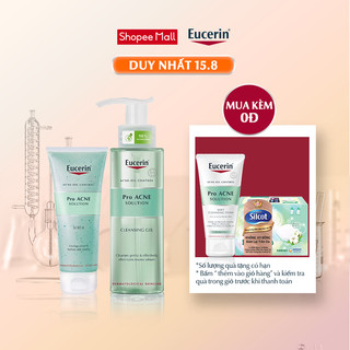  Bộ sản phẩm giảm mụn Eucerin Pro Acne (Gel rửa mặt 200ml & Tẩy tế bào chết 100ml