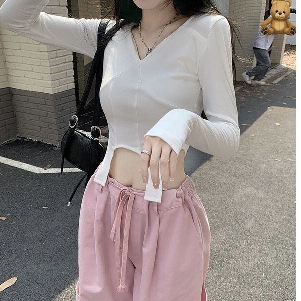 Áo thun croptop dài tay nữ, áo croptop nữ tay dài mềm mại cao cấp thời trang douyin- LOẠI 1