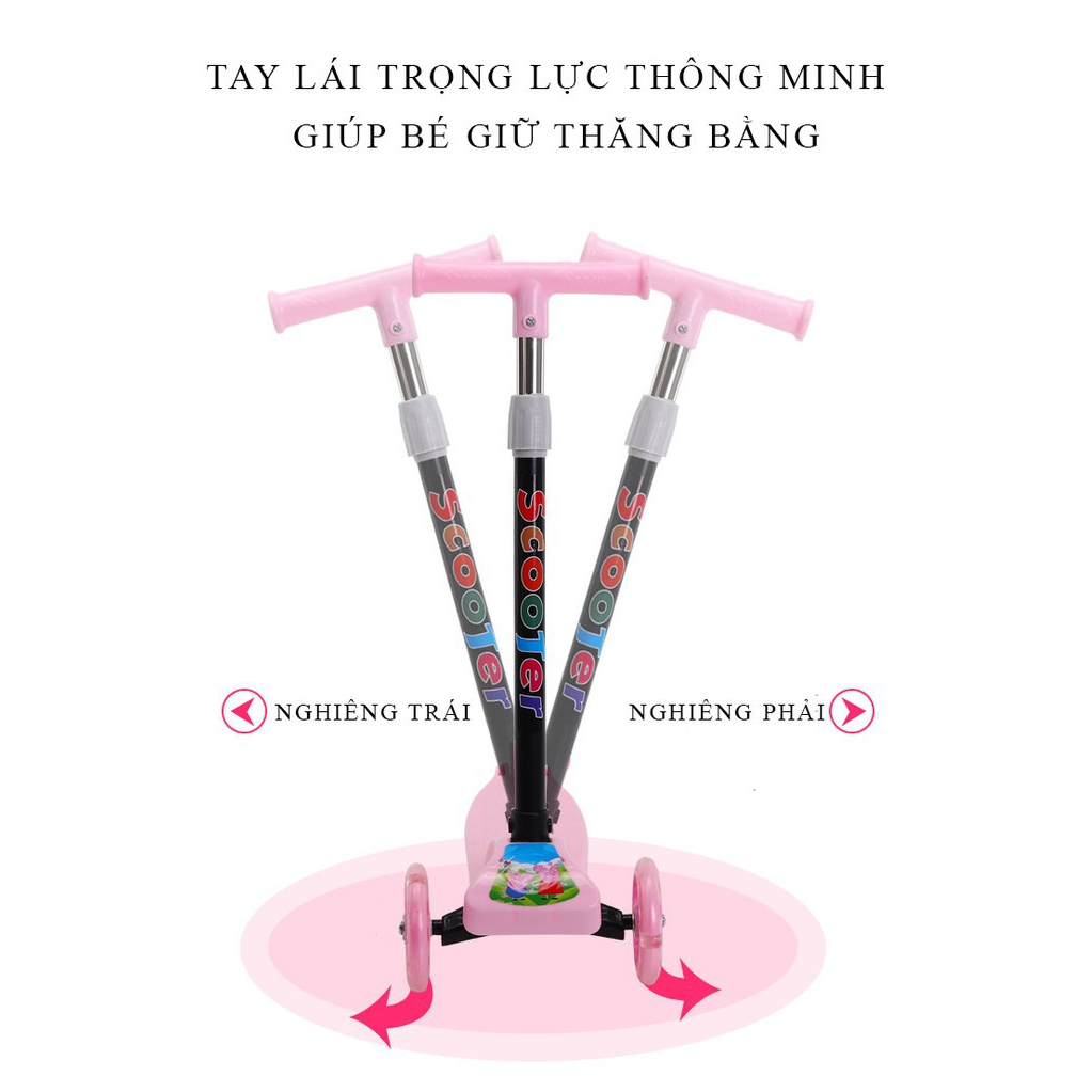 Xe Scooter Cao Cấp - Bánh Xe Đèn Led Phát Sáng Bé 2 tuổi đến 4 tuổi - Xe Trượt Scooter 3 Bánh Có Đèn Pediasure