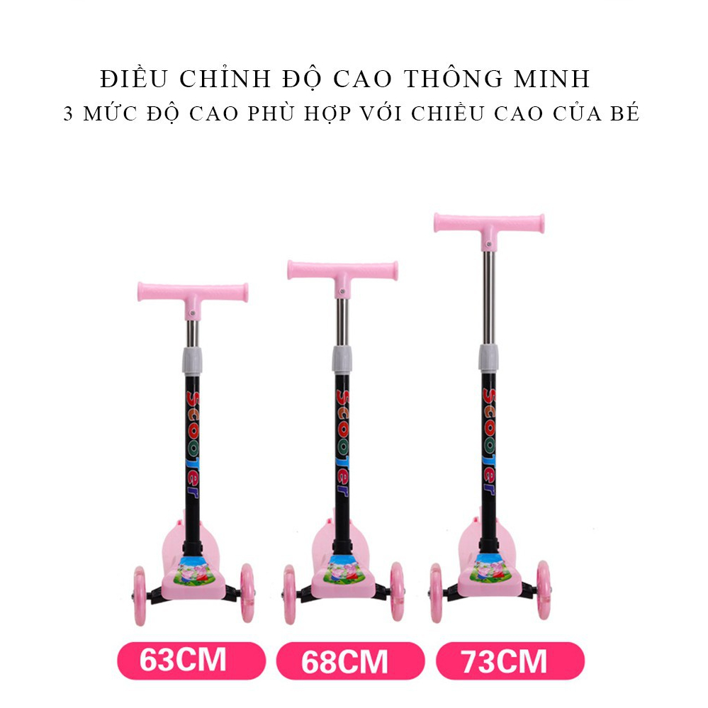Xe Scooter Cao Cấp - Bánh Xe Đèn Led Phát Sáng Bé 2 tuổi đến 4 tuổi - Xe Trượt Scooter 3 Bánh Có Đèn Pediasure