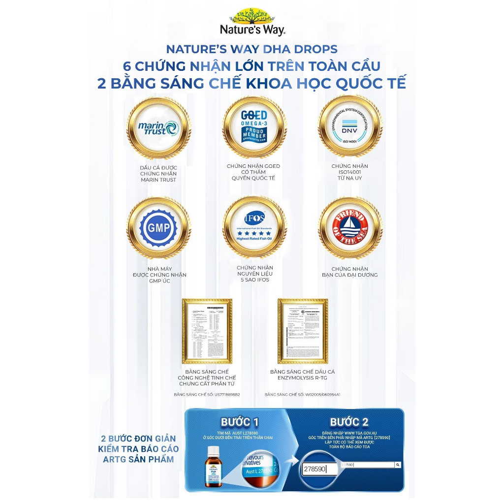 DHA Nature's Way Kids Smart Drops DHA Dạng Giọt Giúp Tăng IQ, Phát Triển Não Bộ Cho Bé 20ml