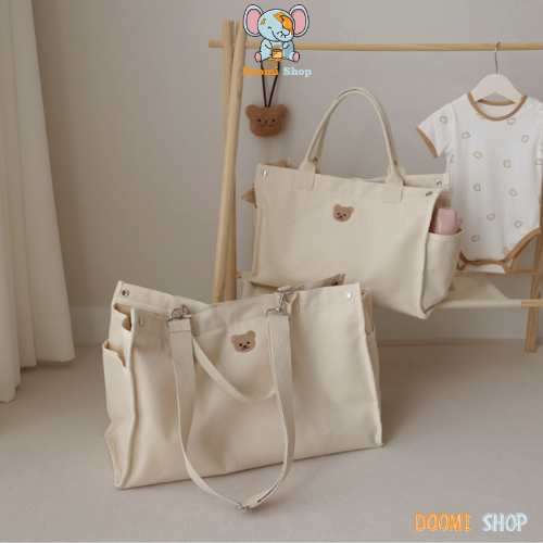 Túi Xách Bỉm Sữa Thêu Gấu Hàn Quốc Đáng Yêu Doomi Store - SP391