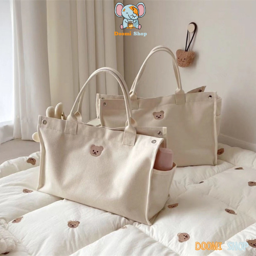 Túi Xách Bỉm Sữa Thêu Gấu Hàn Quốc Đáng Yêu Doomi Store - SP391