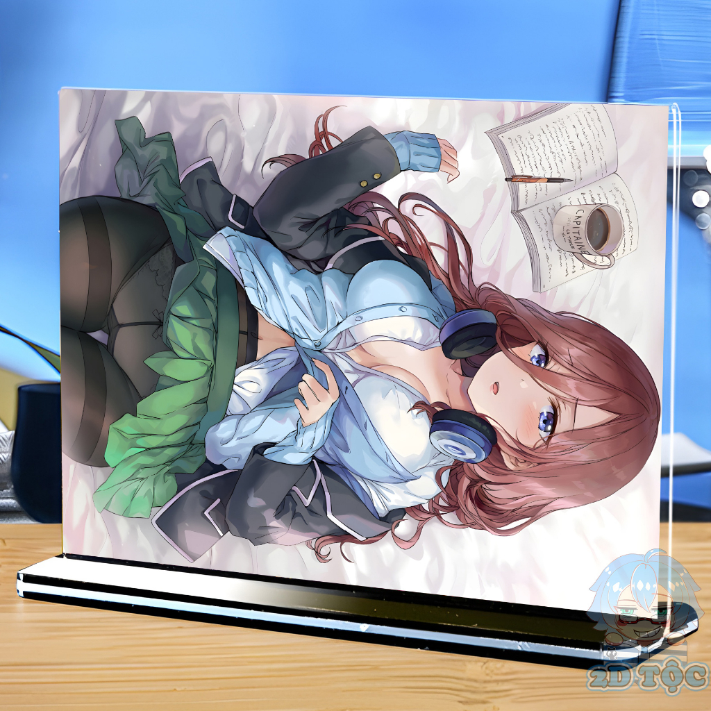 Khung ảnh Mica trong suốt Kích thước A4,A5 In hình Nakano Miku  Anime Manga Nhà Có 5 Nàng Dâu đế lùa màu đen