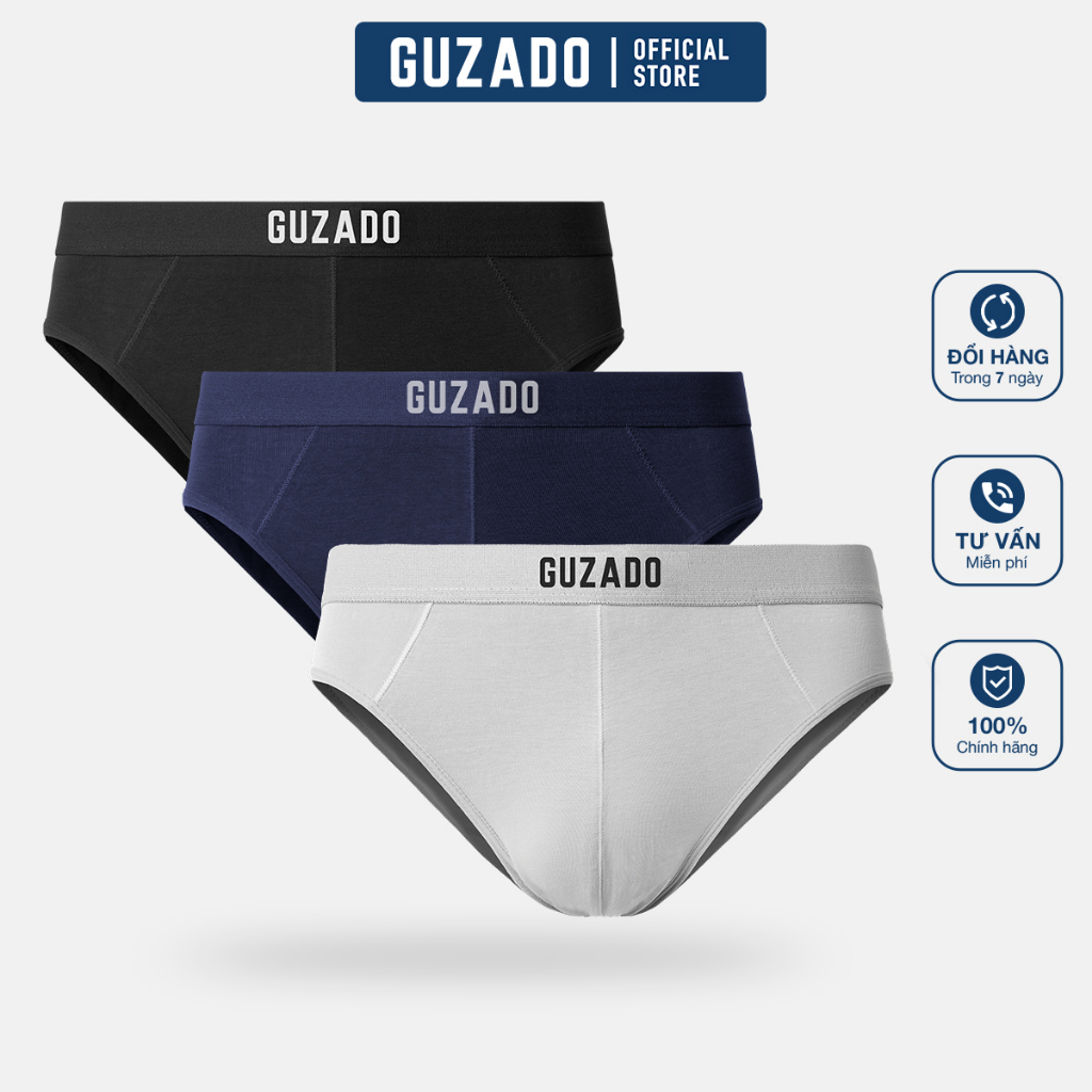 Combo 3 quần lót nam Guzado Mẫu Brief Kháng Khuẩn Hút Ẩm Tốt CB3GBF01