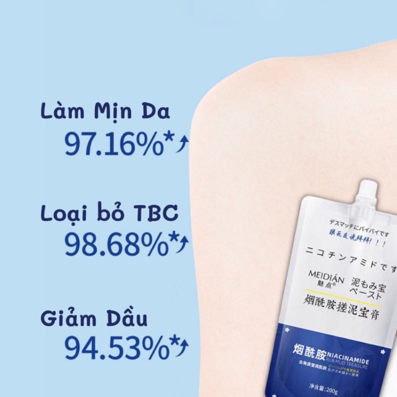 Kem Đất Sét MEIDIÁN Tẩy Da Chết Nhẹ Hỗ Trợ Làm Sạch Sâu Thành Phần Naiacinamine 250g