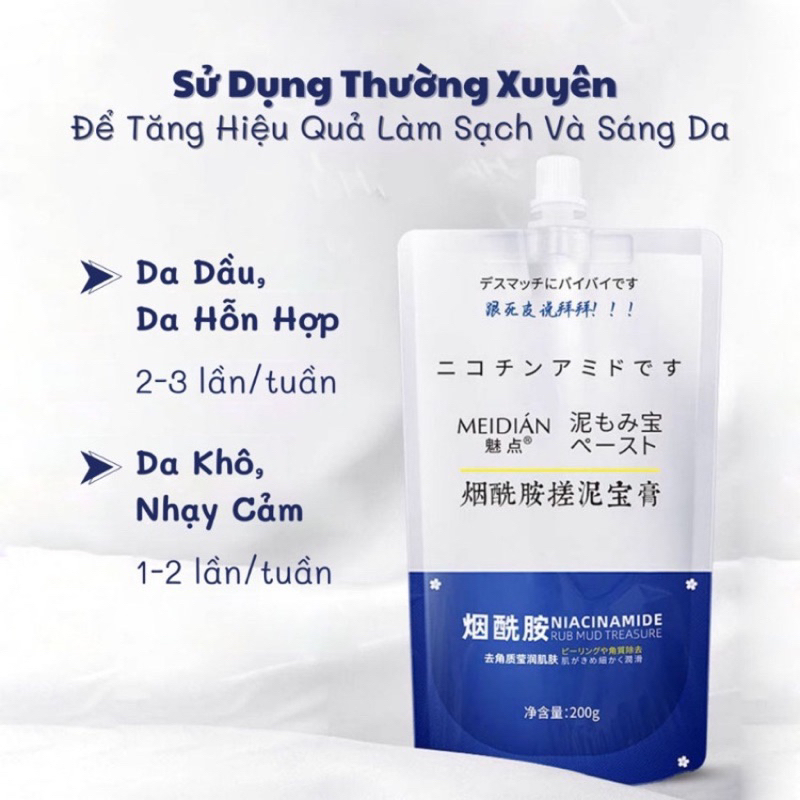Kem Đất Sét MEIDIÁN Tẩy Da Chết Nhẹ Hỗ Trợ Làm Sạch Sâu Thành Phần Naiacinamine 250g