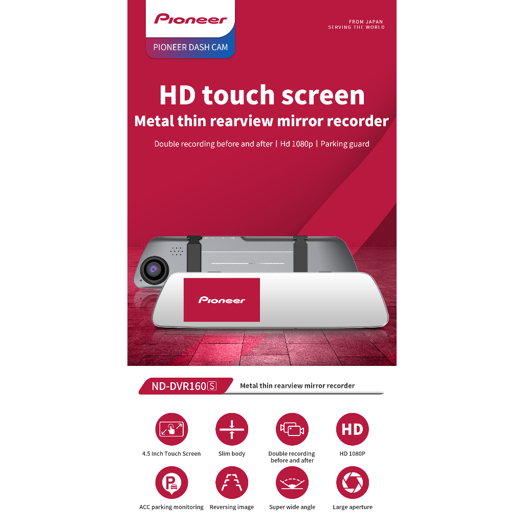Camera hành trình Pioneer ND-DVR160S: Gương chiếu hậu kim loại siêu mỏng, Màn hình IPS 4.5 inch, Điều khiển giọng nói | BigBuy360 - bigbuy360.vn