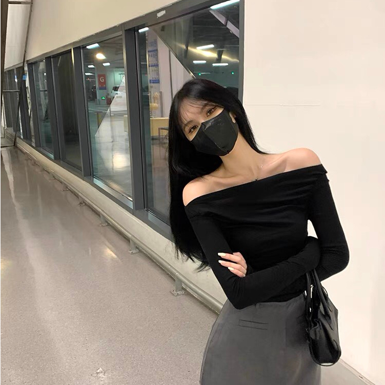 Áo thun trễ vai tay dài, áo thun nữ dài tay trễ vai , mềm mịn co dãn phong cách trẻ trung basic xỏ ngón- LOẠI 1