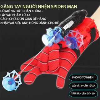 Đồ chơi gang tay nhện phóng tơ, đồ chơi găng tơ nhện. bắn tơ người nhện hút dính các đồ vật kèm dây cự ly 5m