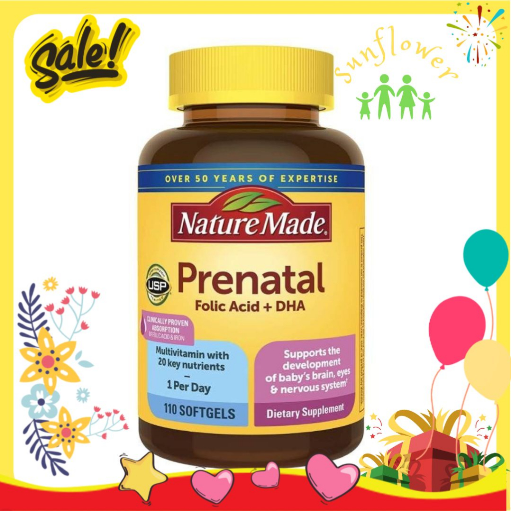 Vitamin tổng hợp bầu Nature Made Prenatal Multi + DHA, Mỹ (150v) bổ sung dinh dưỡng, DHA cho mẹ bầu và sau sinh