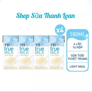 Combo 3 lốc 12 hộp sữa tươi bổ sung ngũ cốc 180ml th true milk light meal.