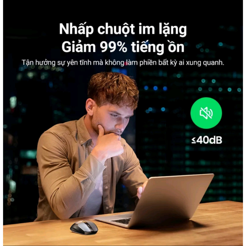 Chuột không dây 6 nút,Silent, Max 4000dpi cho PC -Laptop- Các Thiết bị có Bluetooth UGreen 15508 15063 -Hàng chính hãng