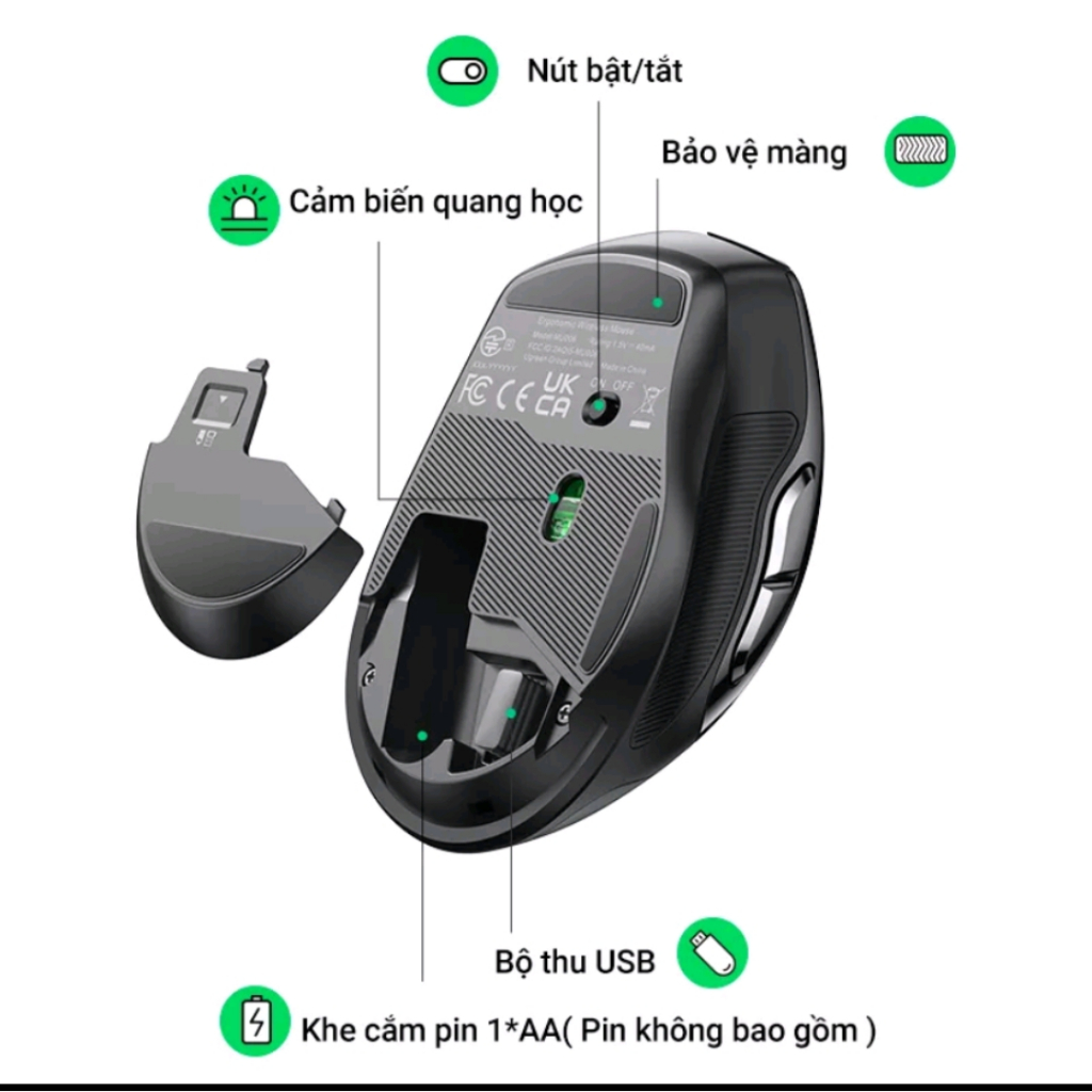 Chuột không dây 6 nút,Silent, Max 4000dpi cho PC -Laptop- Các Thiết bị có Bluetooth UGreen 15508 15063 -Hàng chính hãng