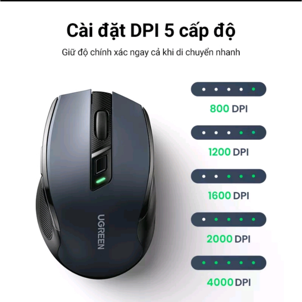 Chuột không dây 6 nút,Silent, Max 4000dpi cho PC -Laptop- Các Thiết bị có Bluetooth UGreen 15508 15063 -Hàng chính hãng