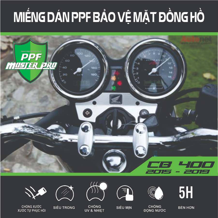 Miếng Dán PPF Bảo Vệ Mặt Đồng Hồ Xe HONDA CB 400 | Chất Liệu Film PPF...