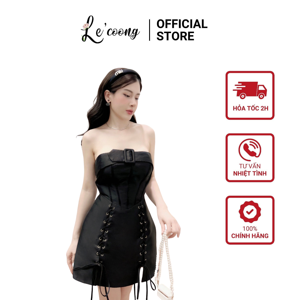 Váy Cúp Ngực Dáng Ngắn LECOONG V431 Đầm Nữ Đan Dây Sang Chảnh