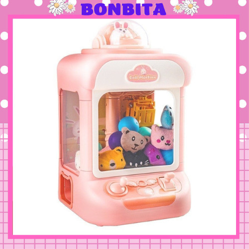 Máy gắp thú bông cho bé kèm 10 bóng 10 gấu bông có đèn và nhạc