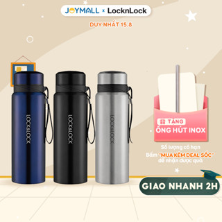 Bình giữ nhiệt Lock&Lock 800ml LHC6180 Vacuum Bottle - Hàng chính hãng, có khay lưới lọc trà, dây treo xách - JoyMall