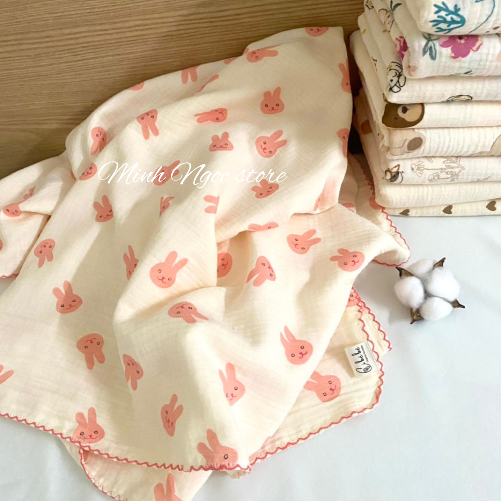 Khăn tắm xô Muslin organic cao cấp, khăn tắm đa năng cho bé