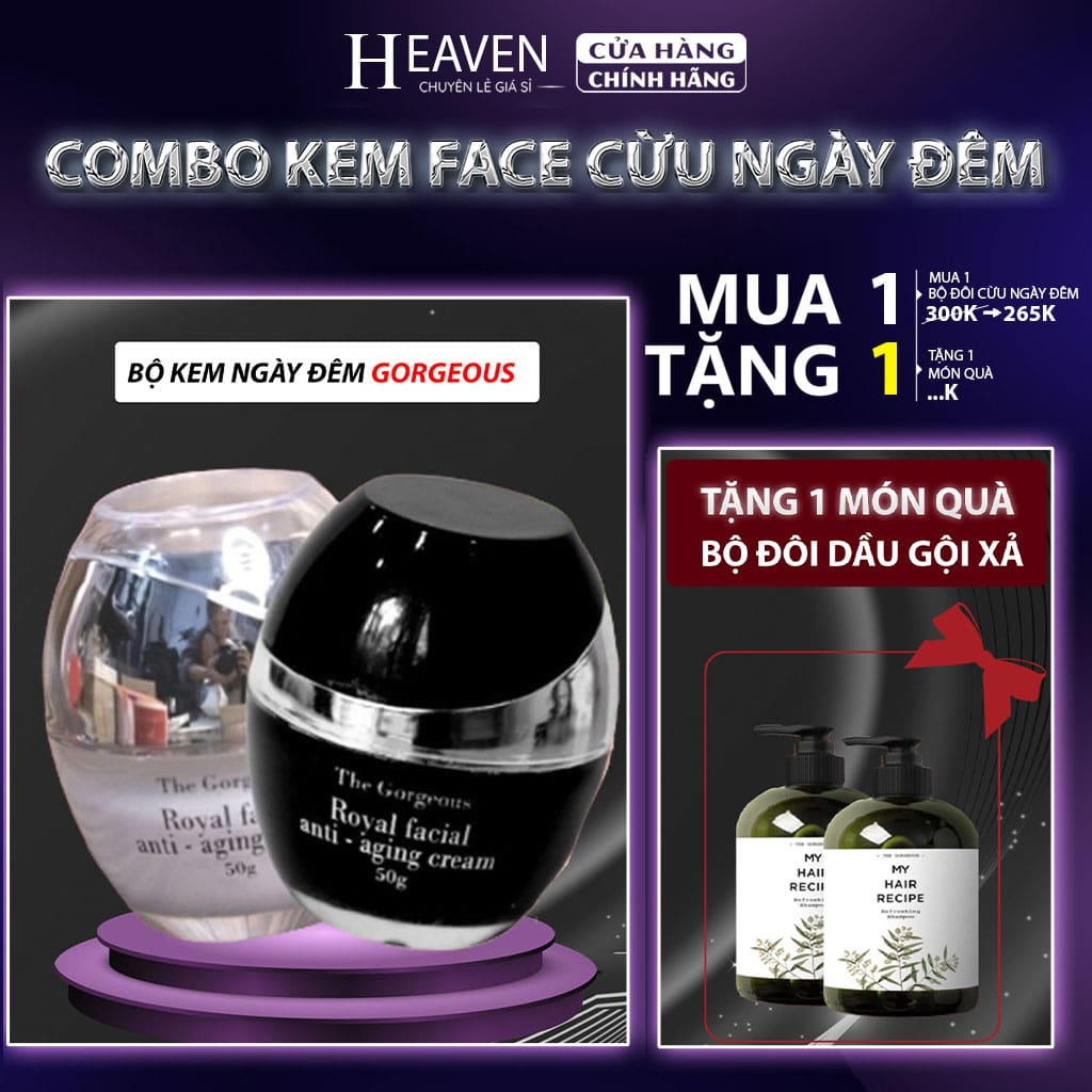 Combo kem cừu ngày đêm Múi Xù GORGEOUS dưỡng ẩm da mặt tặng quà cao cấp, kem dưỡng trắng da mặt nâng tone mờ nám 50gr