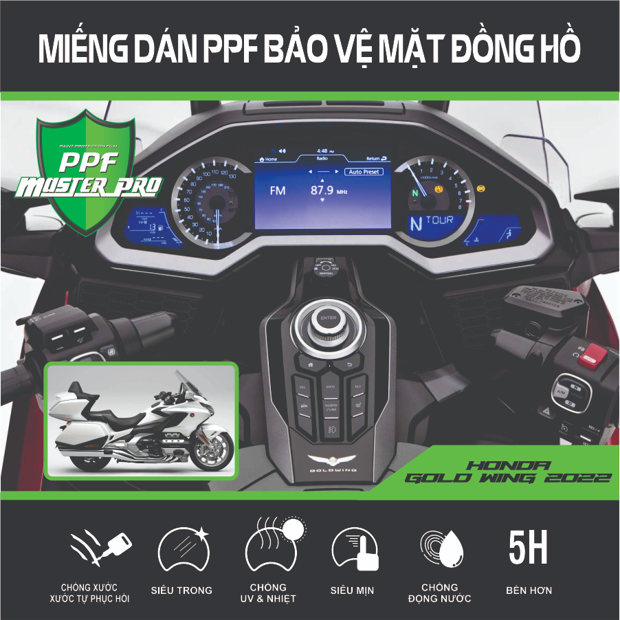 Miếng Dán PPF Bảo Vệ Mặt Đồng Hồ Xe HONDA Goldwing 2022| Chất Liệu Film PPF...